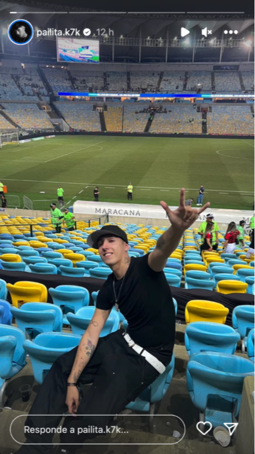 Pailita en el Estadio Maracaná, Brasil. Fuente: Instagram (@pailita.k7k)