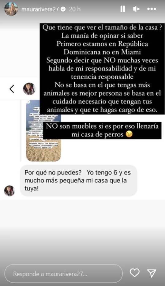 Historia de Maura Rivera. Fuente: Instagram.