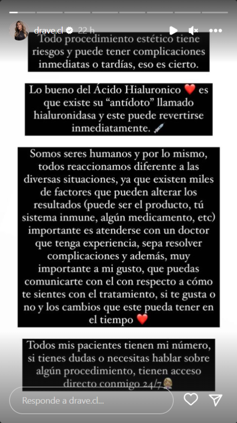 Clínica respondió a Marcianeke tras acusar efecto negativo en procedimiento. Fuente: Instagram.