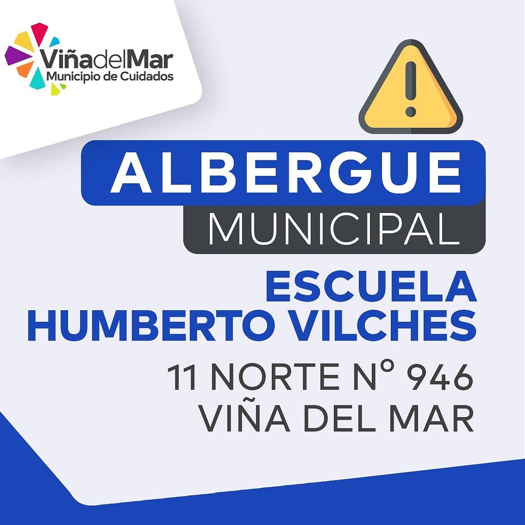 Albergues y centros de acopio habilitados en Viña del Mar.