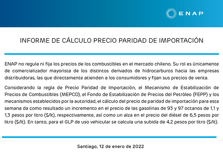 Comunicado ENAP