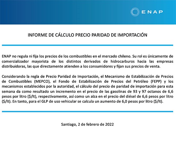 Comunicado ENAP