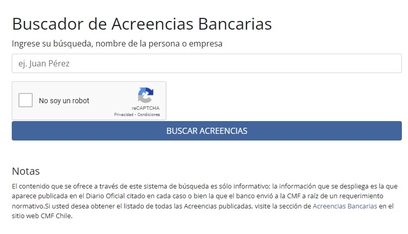 Buscador de Acreencias Bancarias